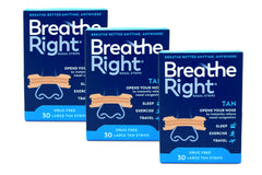 Breathe Right Original nasal strip closeup showing instant nasal relief with drug-free design.