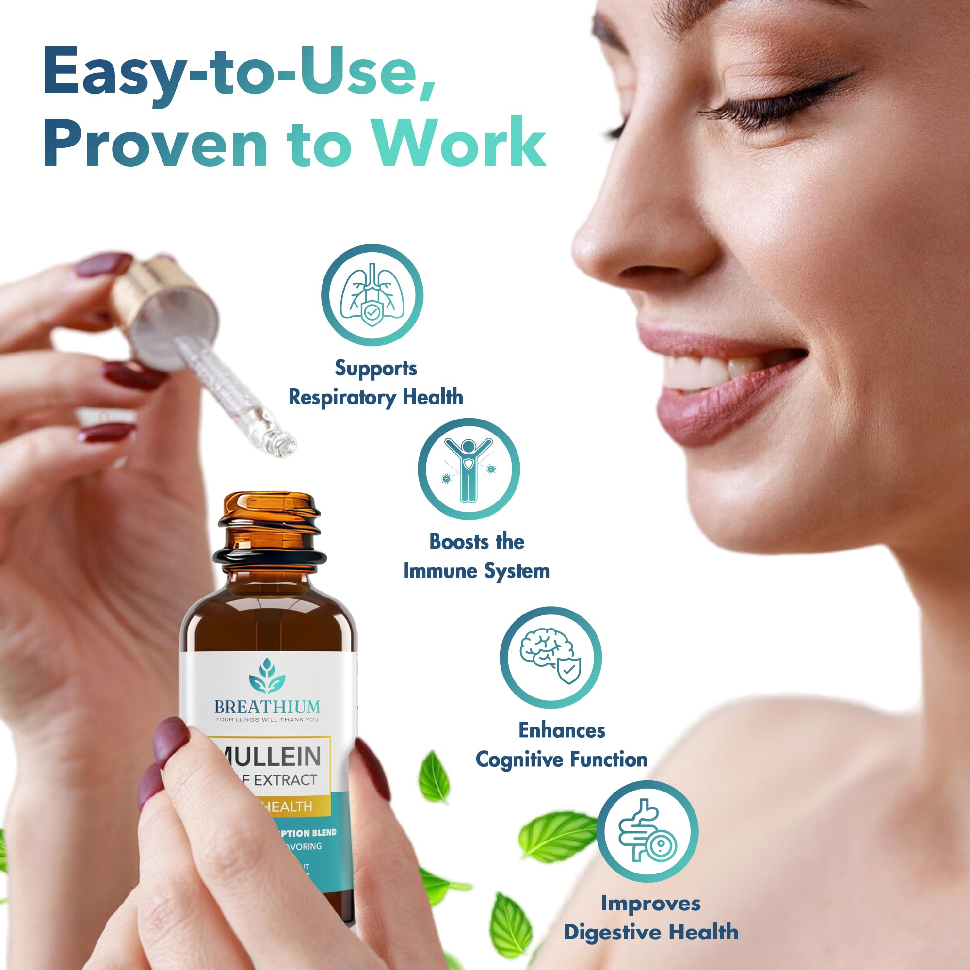 Breathium Mullein Drops dropper dispensing for quick under-tongue absorption