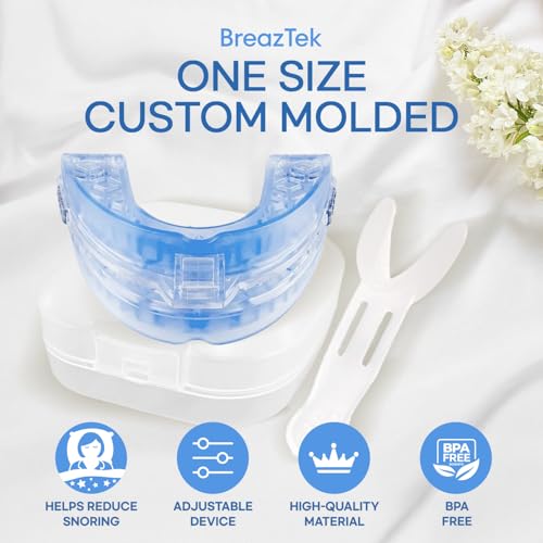 BreazTek mouthpiece side view showing adjustable jaw advancement for personalized fit