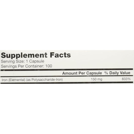 Ferrex bottle closeup, easy-to-swallow capsules for daily iron intake.