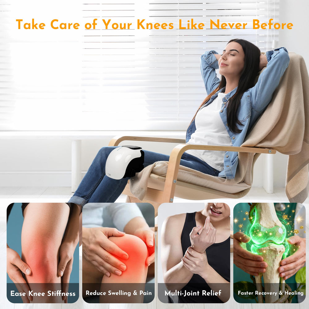 Brenzo knee massager ergonomic wrap contours to your knee for snug support.