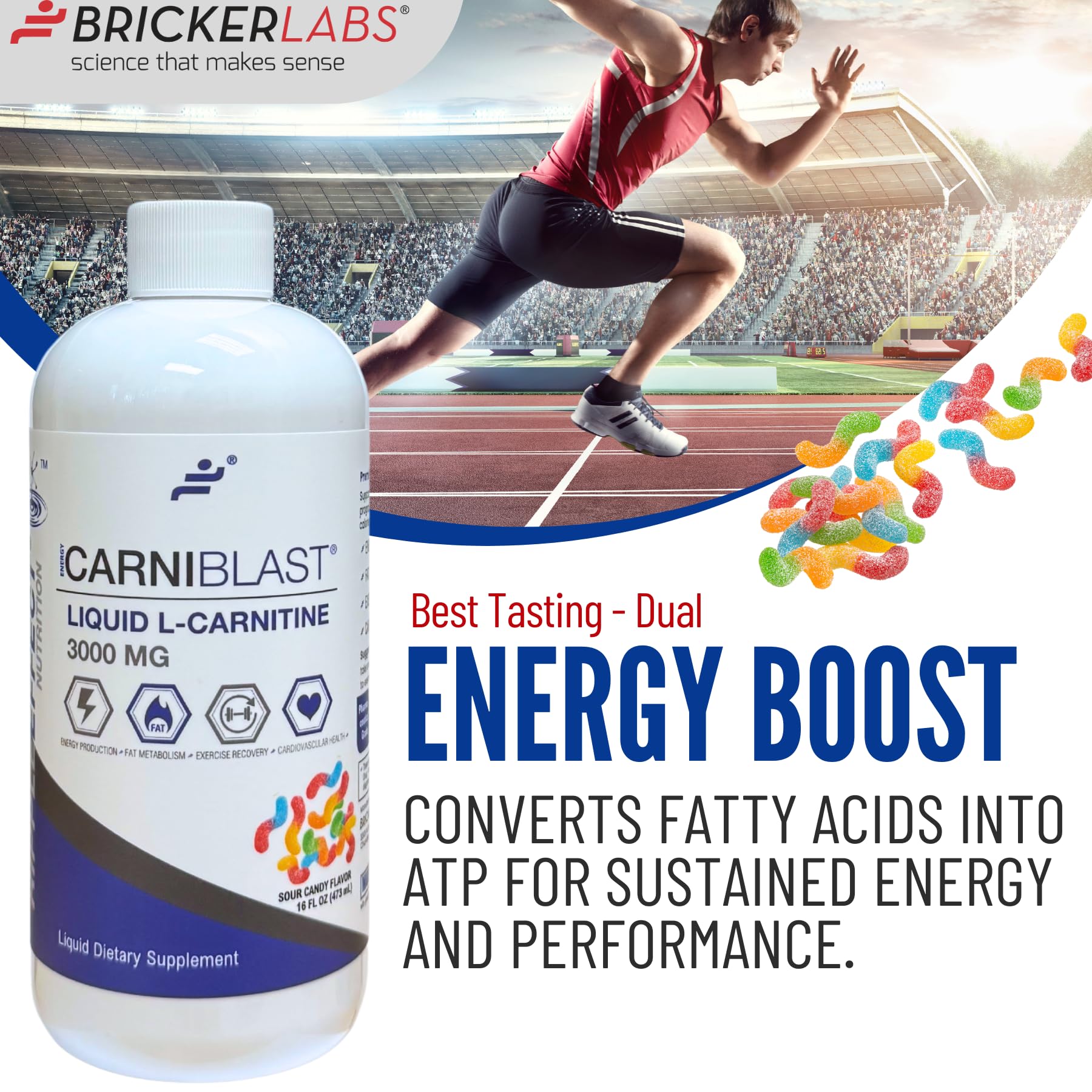 Pouring Carniblast into a shaker for post-workout recovery.