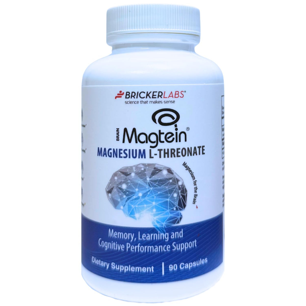 Bricker Labs Magtein bottle and label highlighting brain health support.