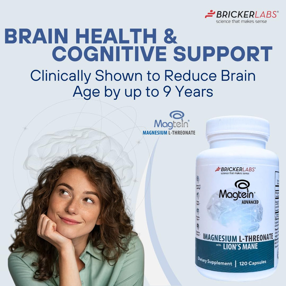 A serving scene shows Bricker Labs capsules for daily cognitive support.