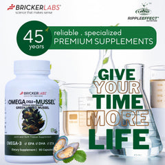 Bricker Labs Omega Cyclo USA facility seal on packaging.
