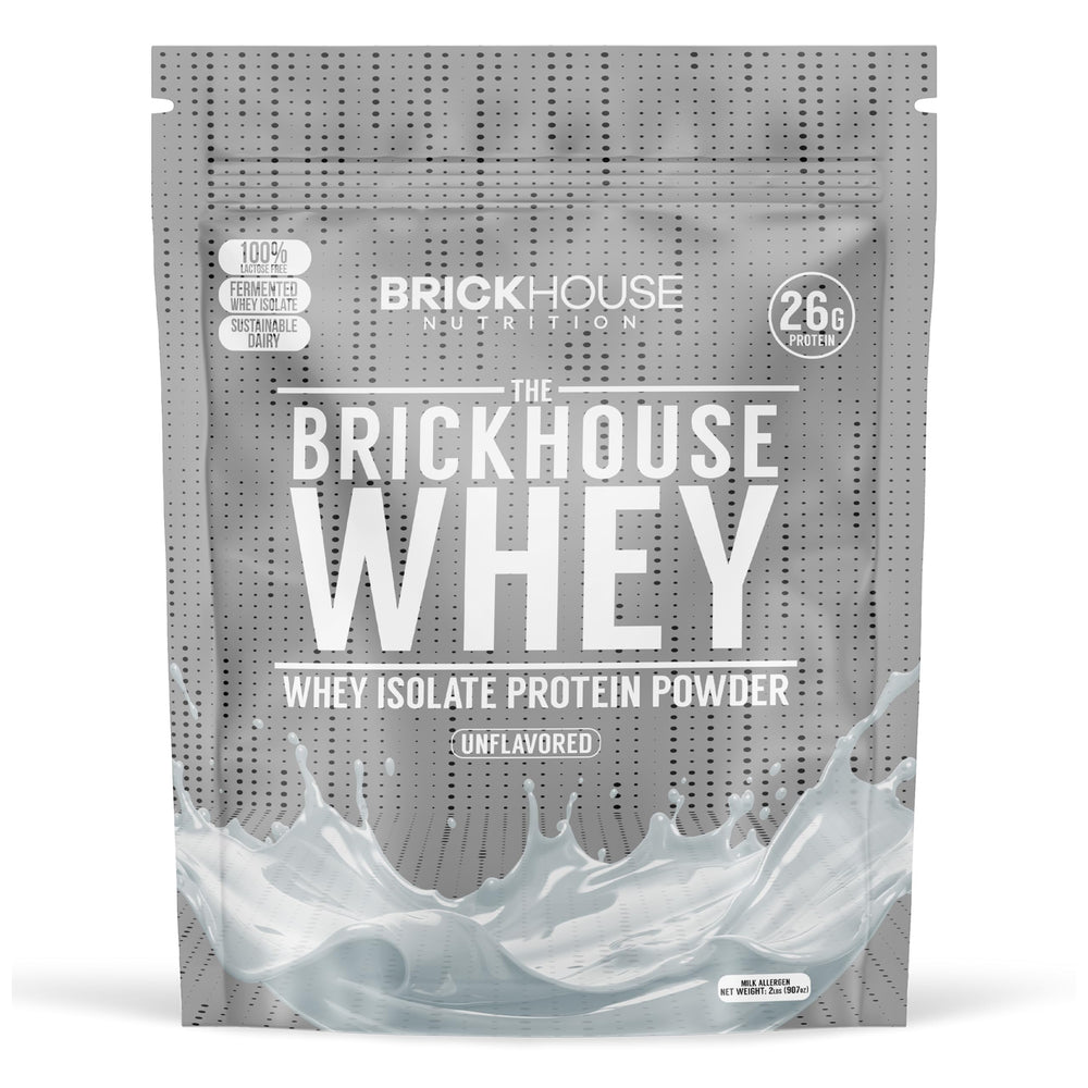 BRICKHOUSE NUTRITION fermented whey isolate bottle, easy mixing and digestion.