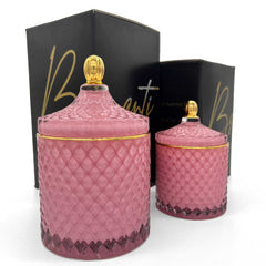 BRIGANTI lavish lavender soy candle fills rooms with herbal notes for relaxing evenings.
