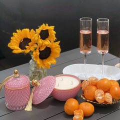 BRIGANTI luxe candle jar displayed as a decor accent on a shelf