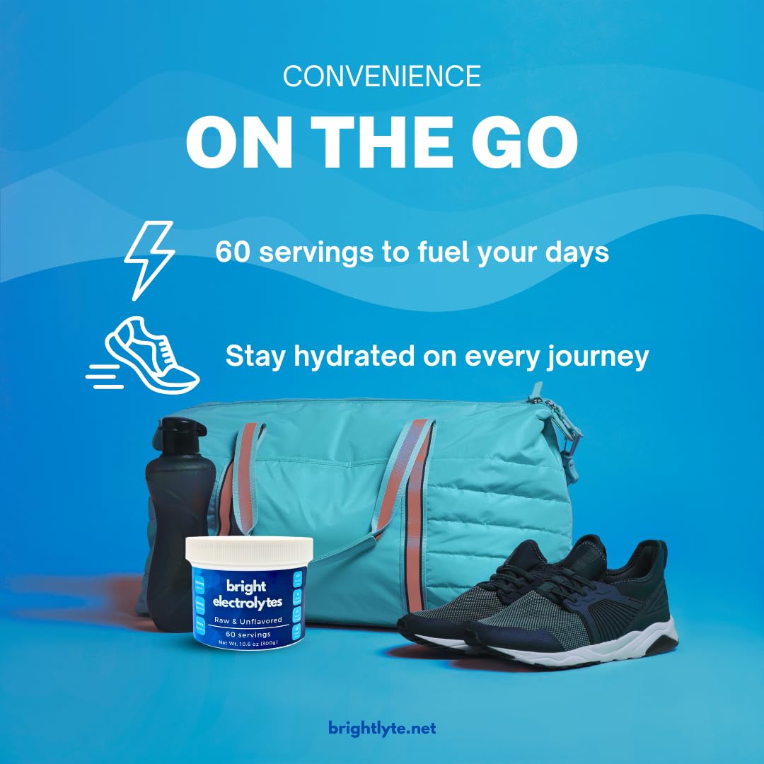 Bright Hydration Electrolyte Powder shown in a travel or outdoor setting