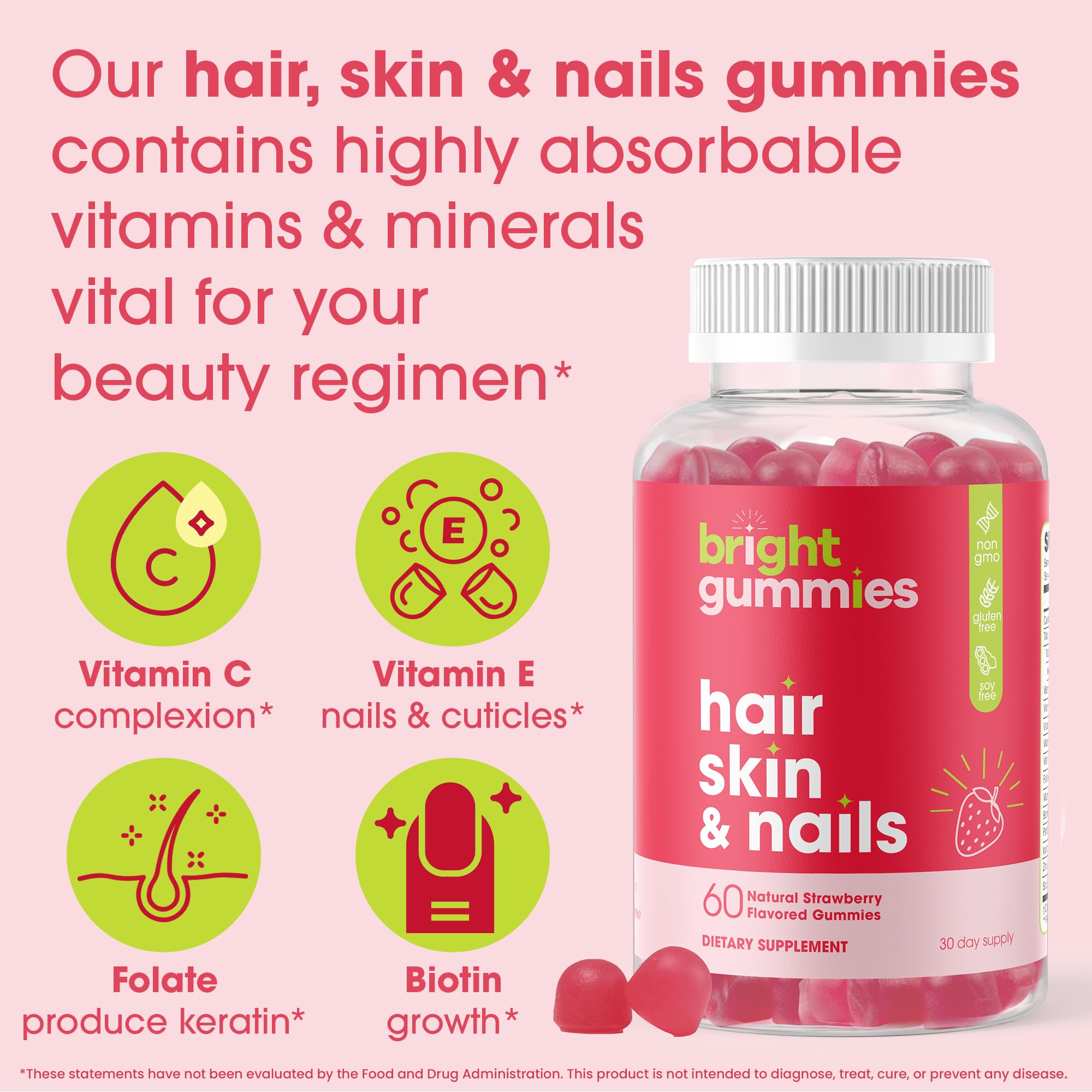 Bright Gummies strawberry chewables promote a pleasant daily ritual.