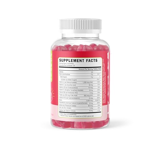 Bright Gummies strawberry flavor gummies highlighting vitamins for skin glow.