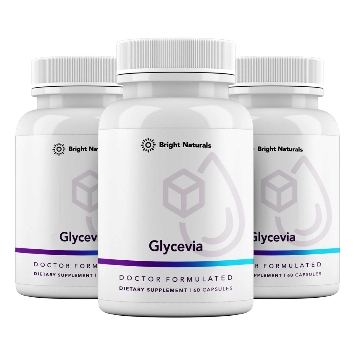 Bright Naturals Glycevia bottle front for daily sugar balance support.