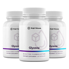 Bright Naturals Glycevia bottle front for daily sugar balance support.
