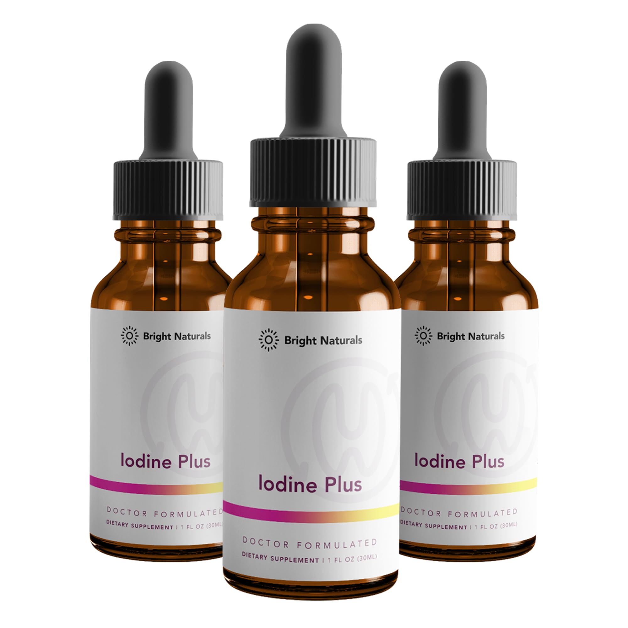 Bright Naturals Iodine Plus liquid bottle for thyroid support and energy