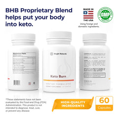 Bright Naturals Keto Burn bottle with glass, ideal for on-the-go keto support.