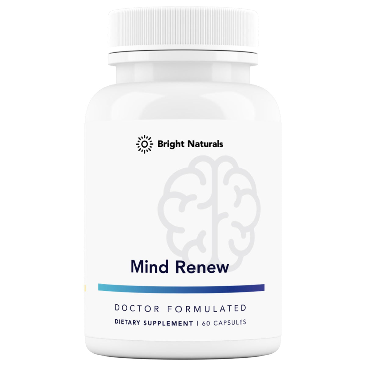 Bright Naturals Mind Renew bottle pouring capsules for daily focus.