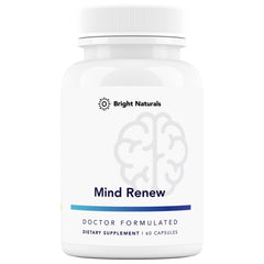 Bright Naturals Mind Renew bottle pouring capsules for daily focus.