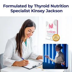 Bright Naturals Thyroid Renew amber bottle on table signaling premium nutrition.