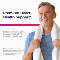 Bright Naturals Vaso Calm fermented garlic image supports healthy blood flow concept.
