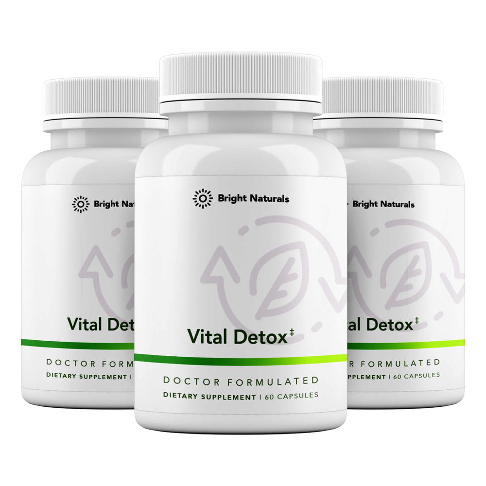 Bright Naturals Vital Detox bottle label close-up for daily liver support