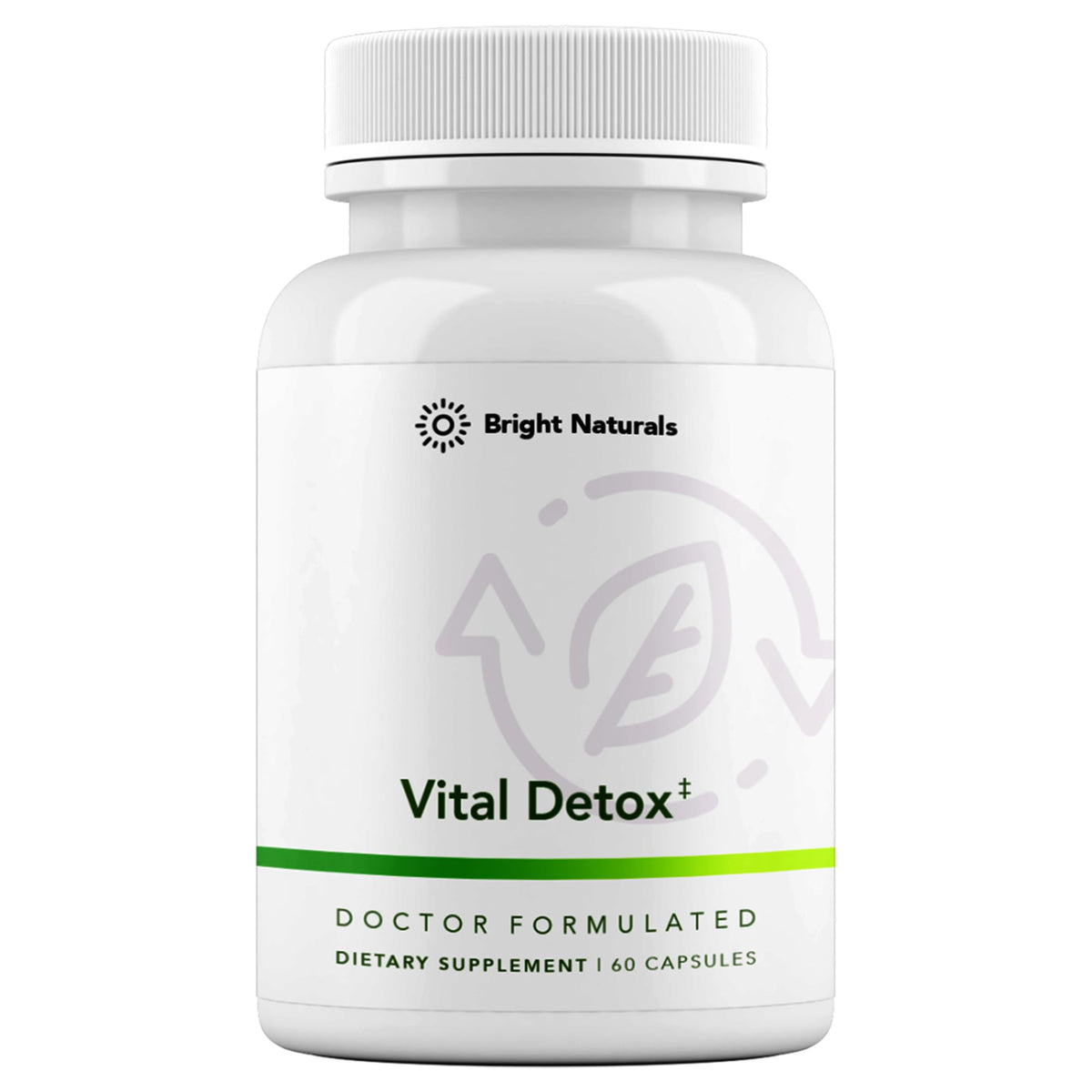 Bright Naturals Vital Detox bottle displaying the enzyme-focused liver health formula