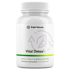 Bright Naturals Vital Detox bottle displaying the enzyme-focused liver health formula