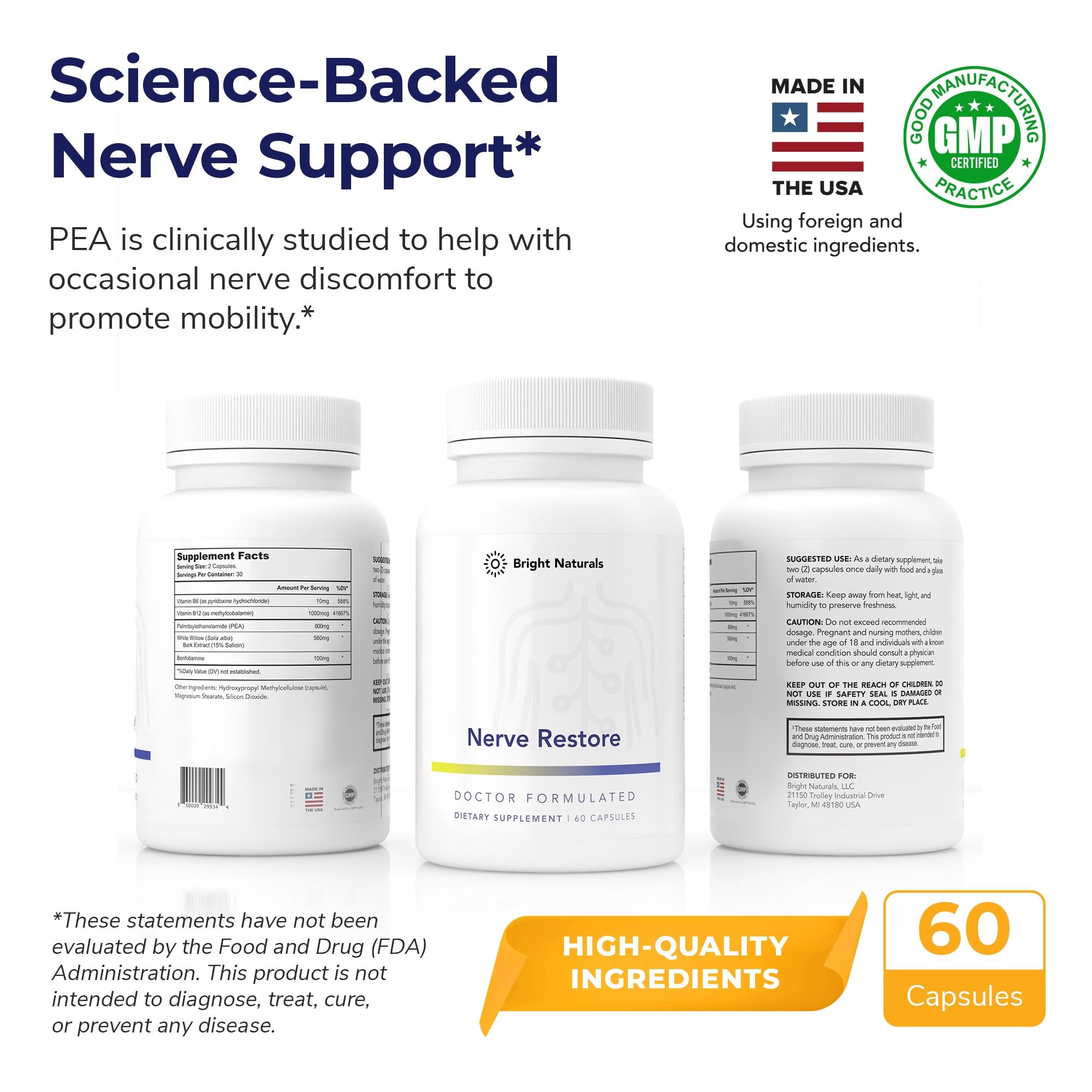 Bright Naturals White Willow Bark extract showing natural comfort support.