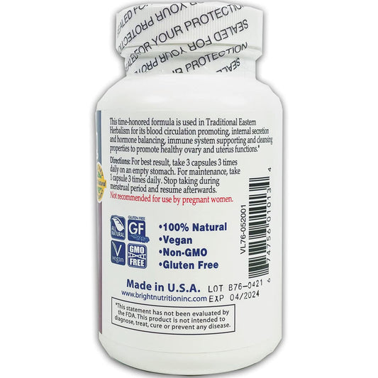 Bright Nutrition FibroBlend bottle side view suggesting ongoing support for menstrual comfort