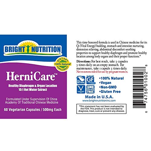 Bright Nutrition HerniCare capsules close-up showing tissue support and diaphragm wellness.