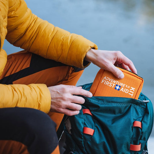 BrightCare Adventure water-resistant shell protects contents during rain-soaked hikes