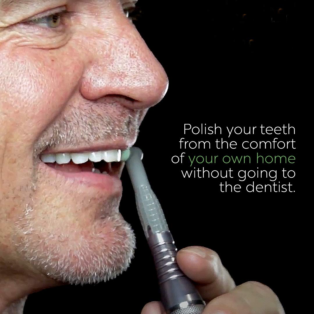 Included dental tool set enables a complete at-home mouth cleaning routine.