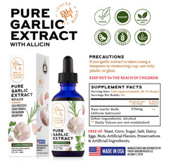 Bright Horizon Health Pure Garlic Extract highlights allicin content in bottle