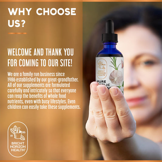 Bright Horizon Health Pure Garlic Extract dropper ready for easy daily application