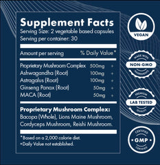 Brilliant Blends Adapt label detail shows vegan non GMO formulation