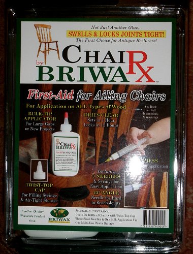 Briwax Chair RX bottle application reinforces joints in wood chairs
