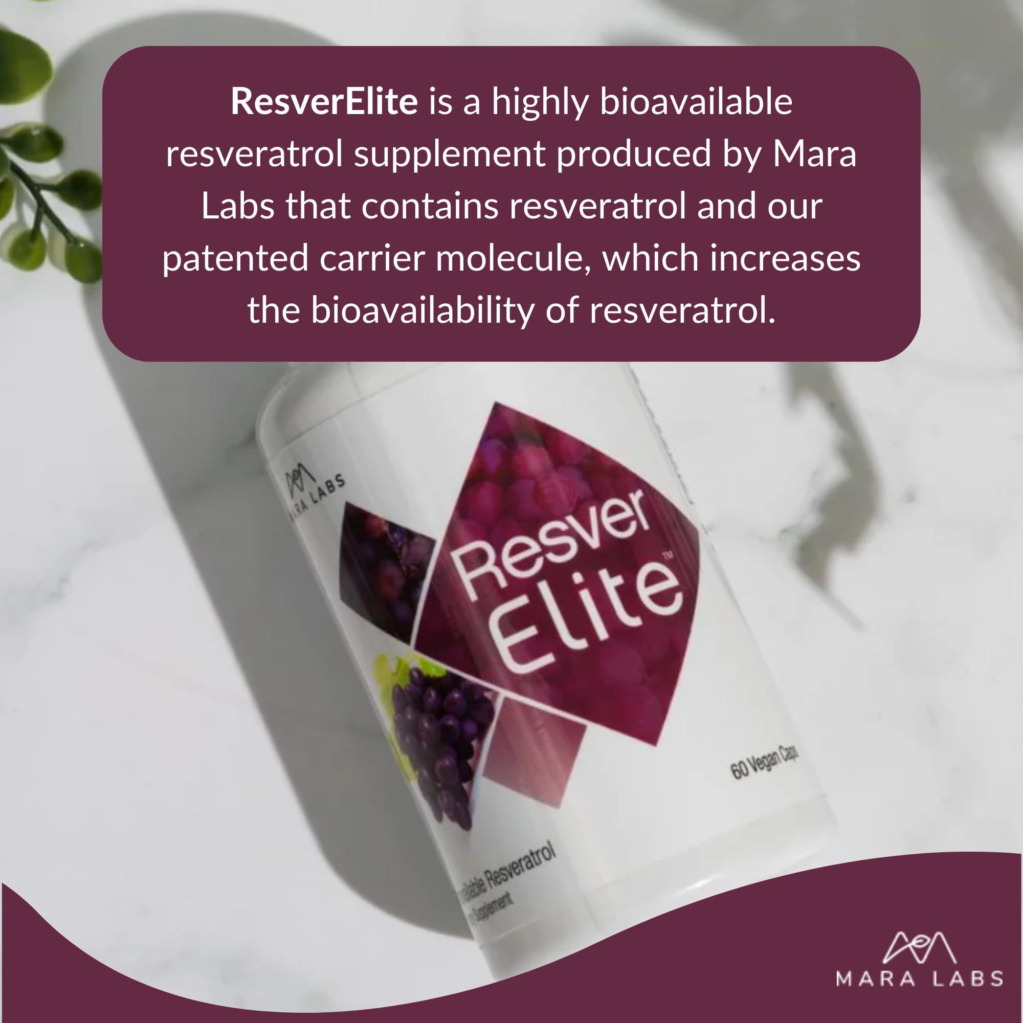 Open ResverElite bottle revealing capsules and the purple-brown hue.