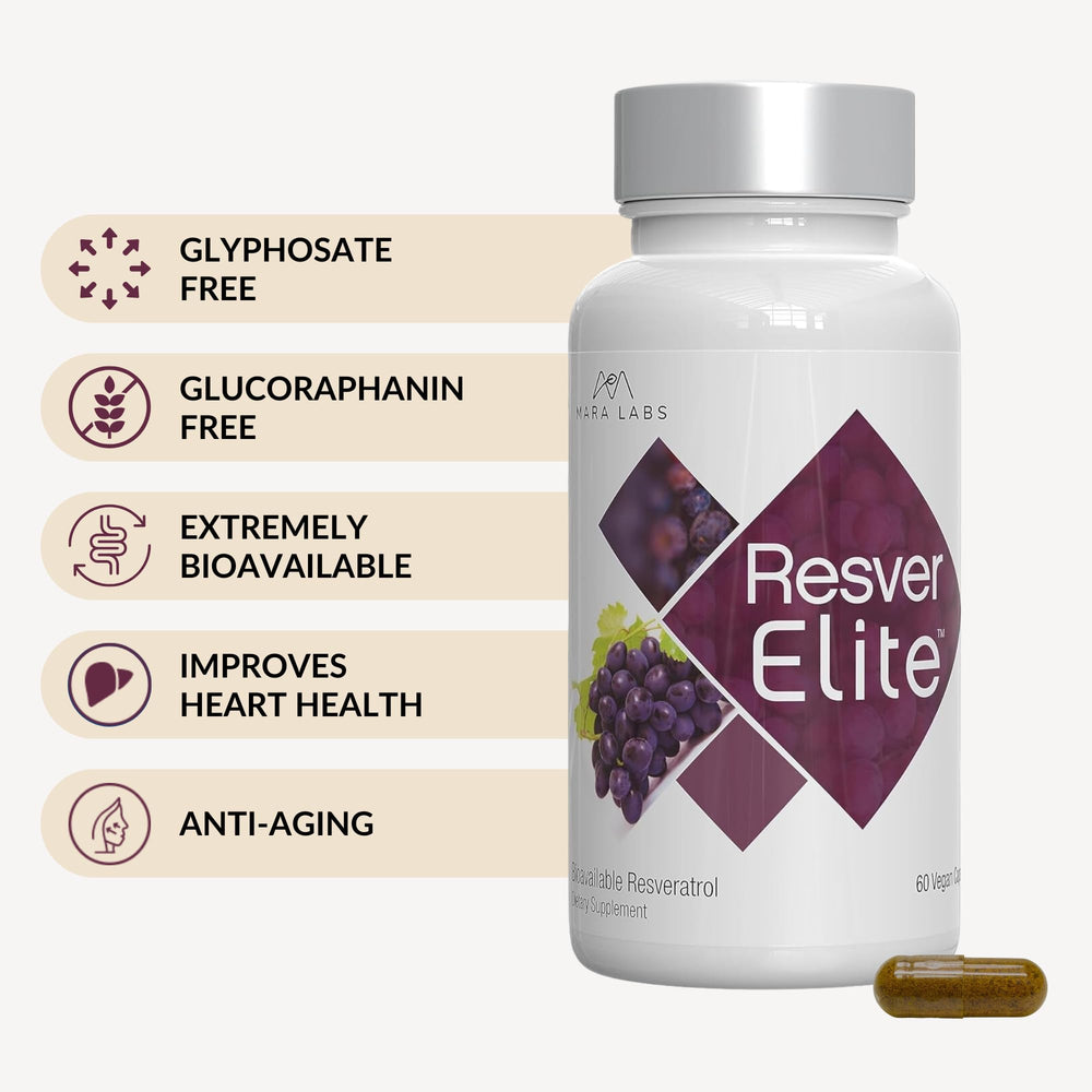 Close-up of ResverElite label emphasizing vegan non-GMO formulation.