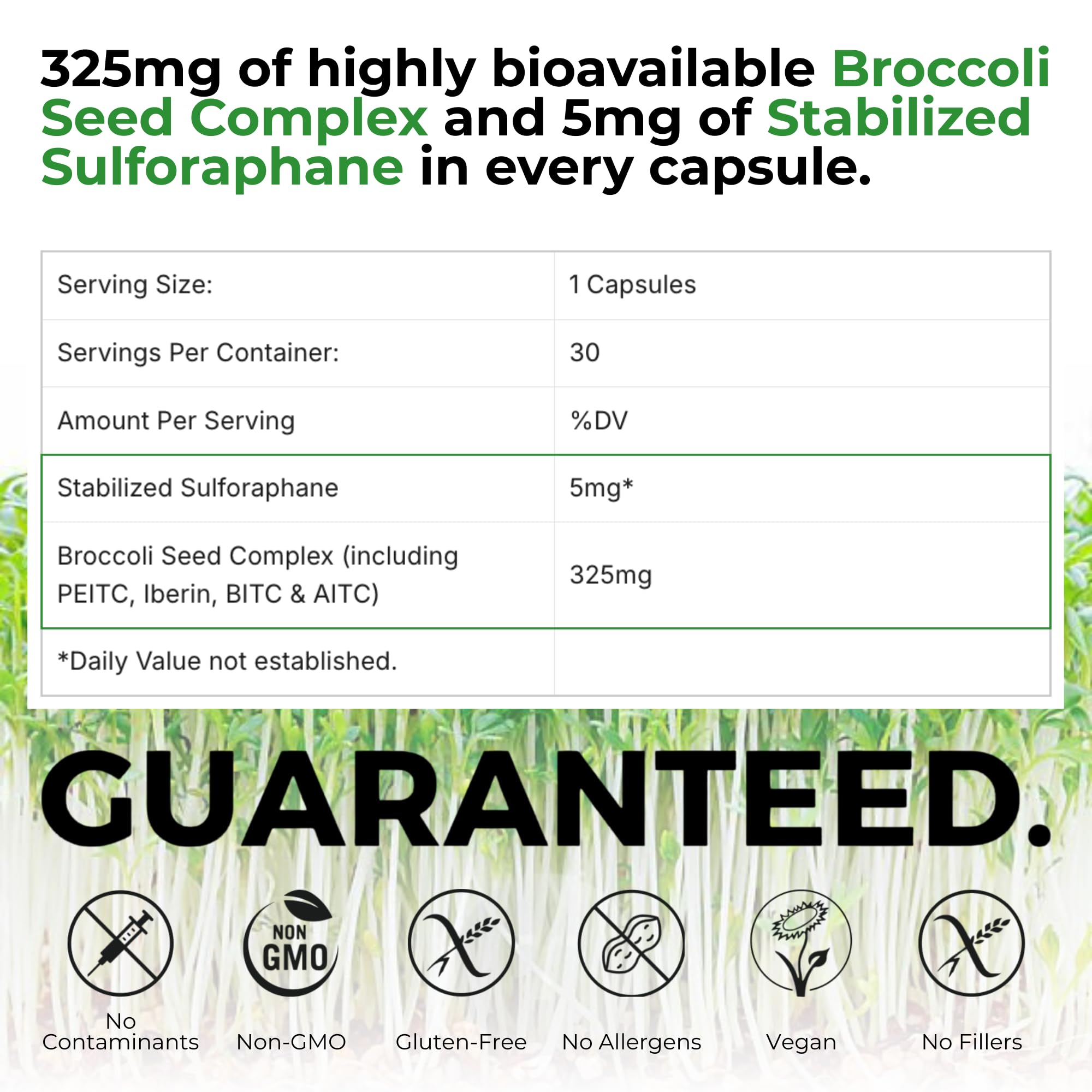 BrocElite Plus glyphosate-residue-free badge on the bottle label.