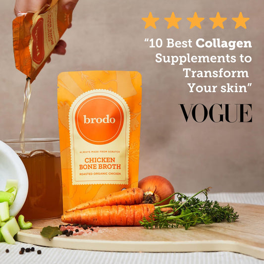 Brodo beef bone broth pouch ideal for a comforting mug and cooking base.