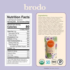 Pour-ready Brodo broth bottle with mug imagery for on-the-go nourishment.
