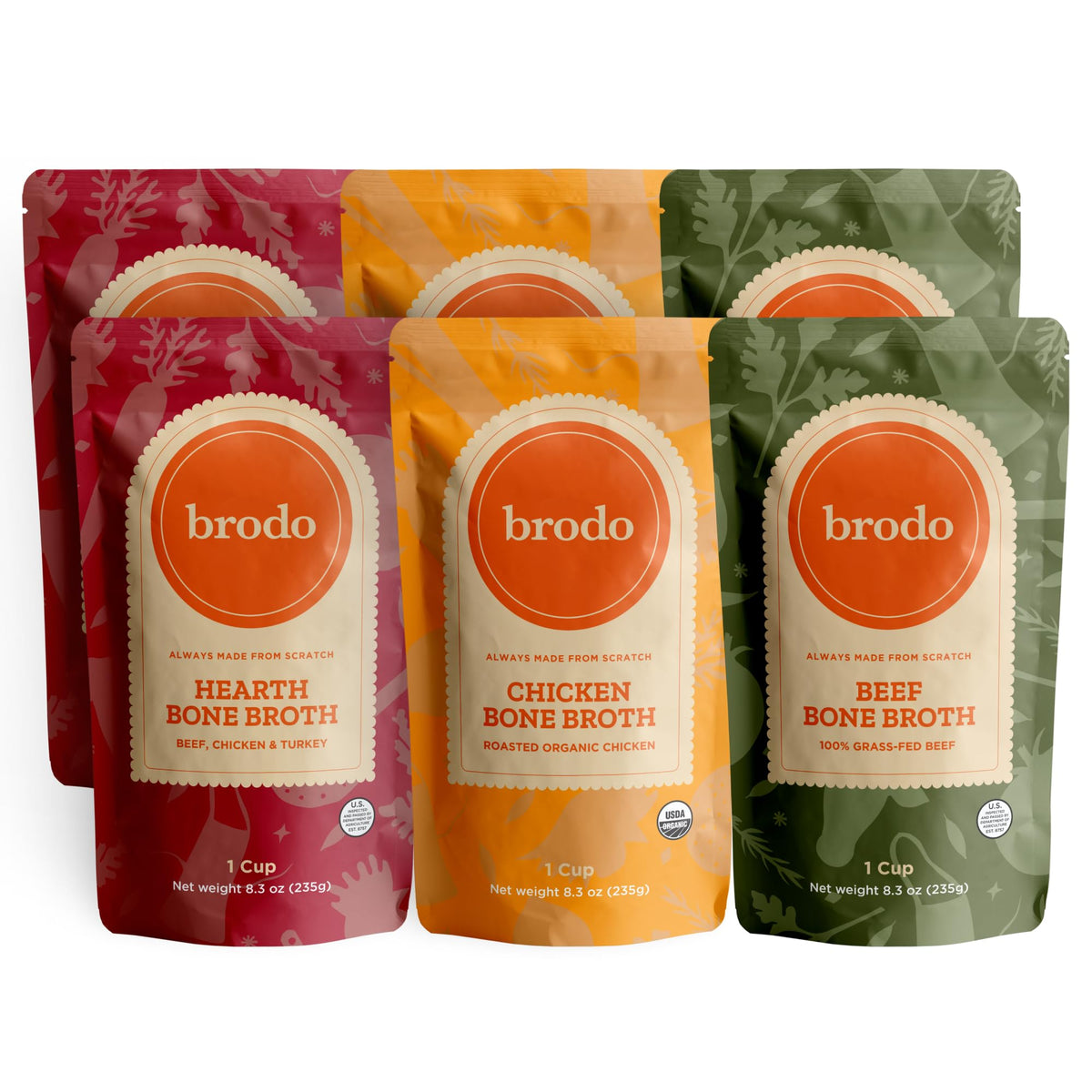 Brodo chicken bone broth pouch ready for quick sip and warm meals.