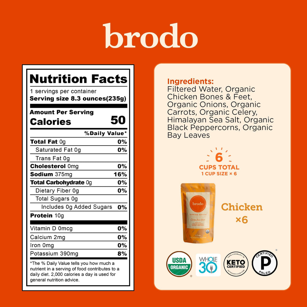 Brodo collagen-rich broth being poured into a mug for sipping.