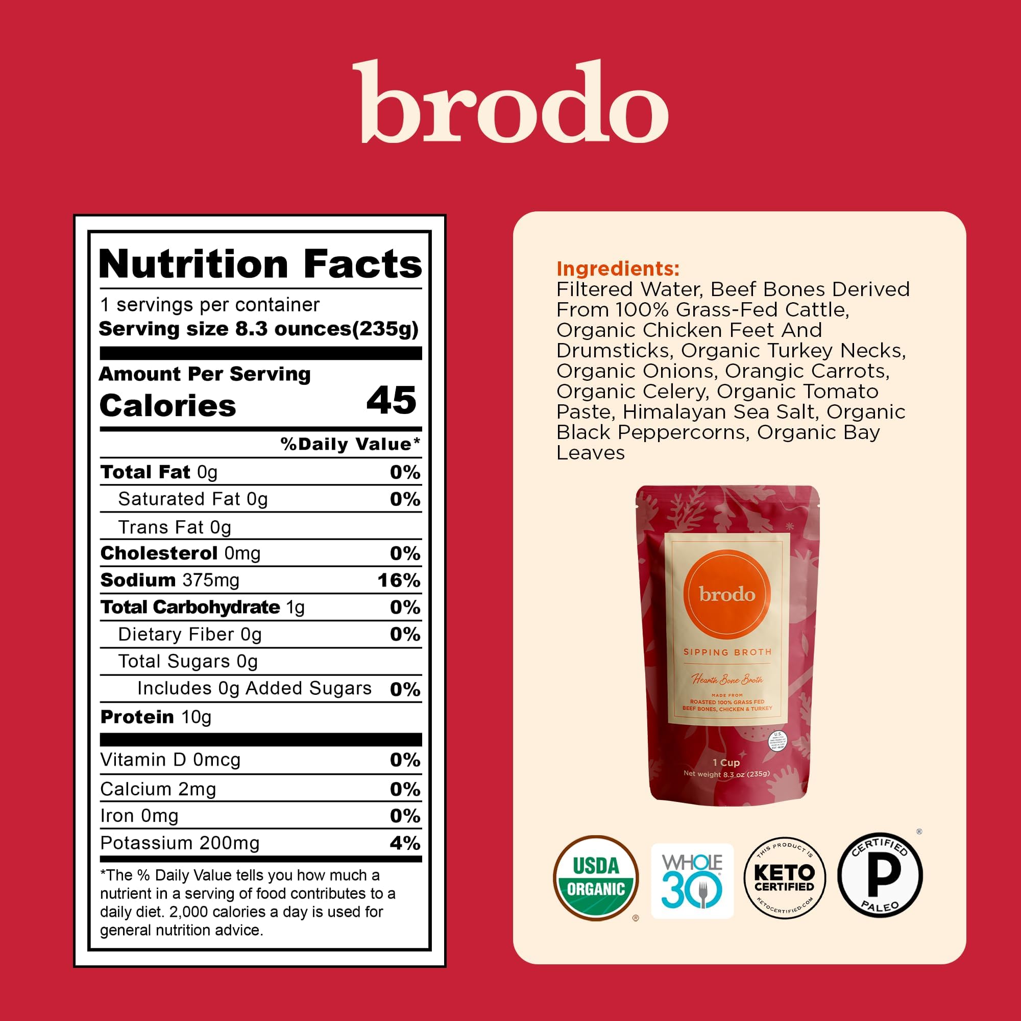 Brodo hearth bone broth pouch perfect for cozy soups and stews.