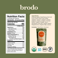 Brodo low-sodium broth pouch for mindful sipping.
