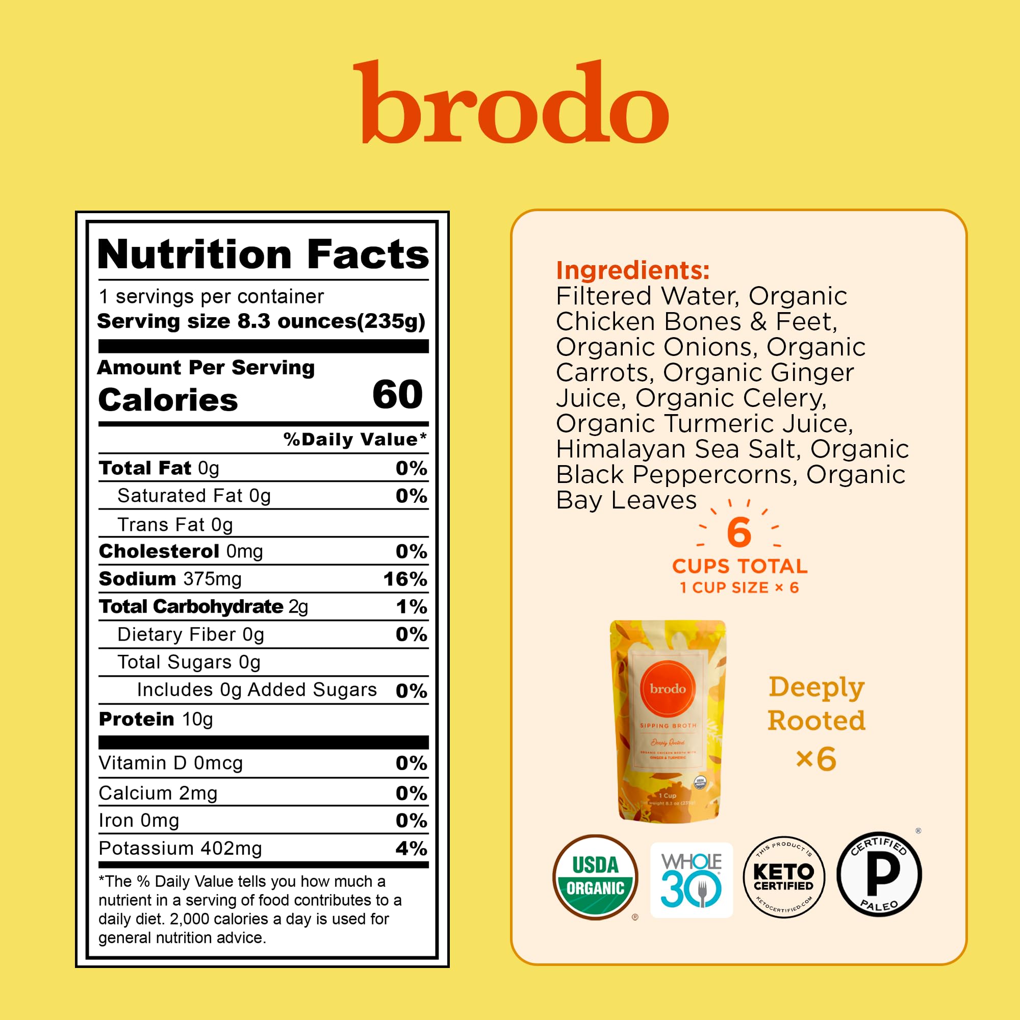 Brodo warm broth pouch on the stove enhances weeknight meals.