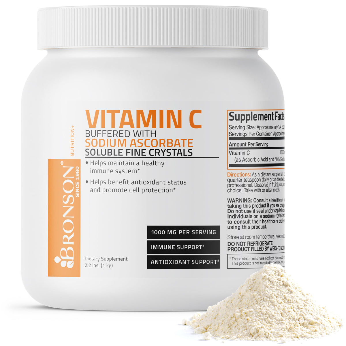 Bronson Buffered Vitamin C Powder bottle showing trusted, high-potency daily option.