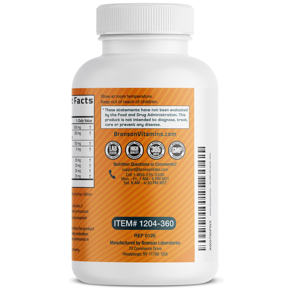 Bronson ingredients panel highlights turmeric and Boswellia components.