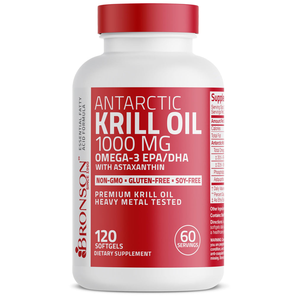 Bronson Krill Oil gluten-free and soy-free, suitable for specific dietary needs.