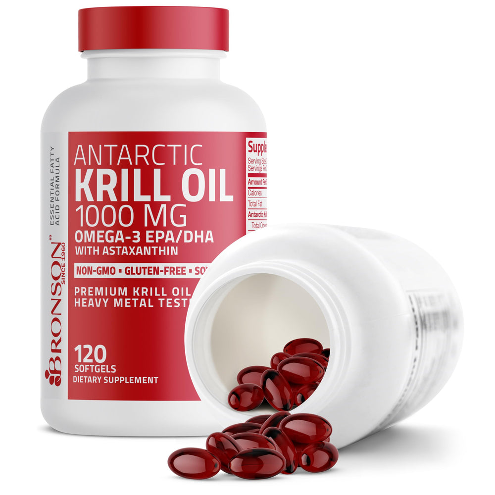 Bronson Krill Oil non-GMO, lab-tested at a New York facility.