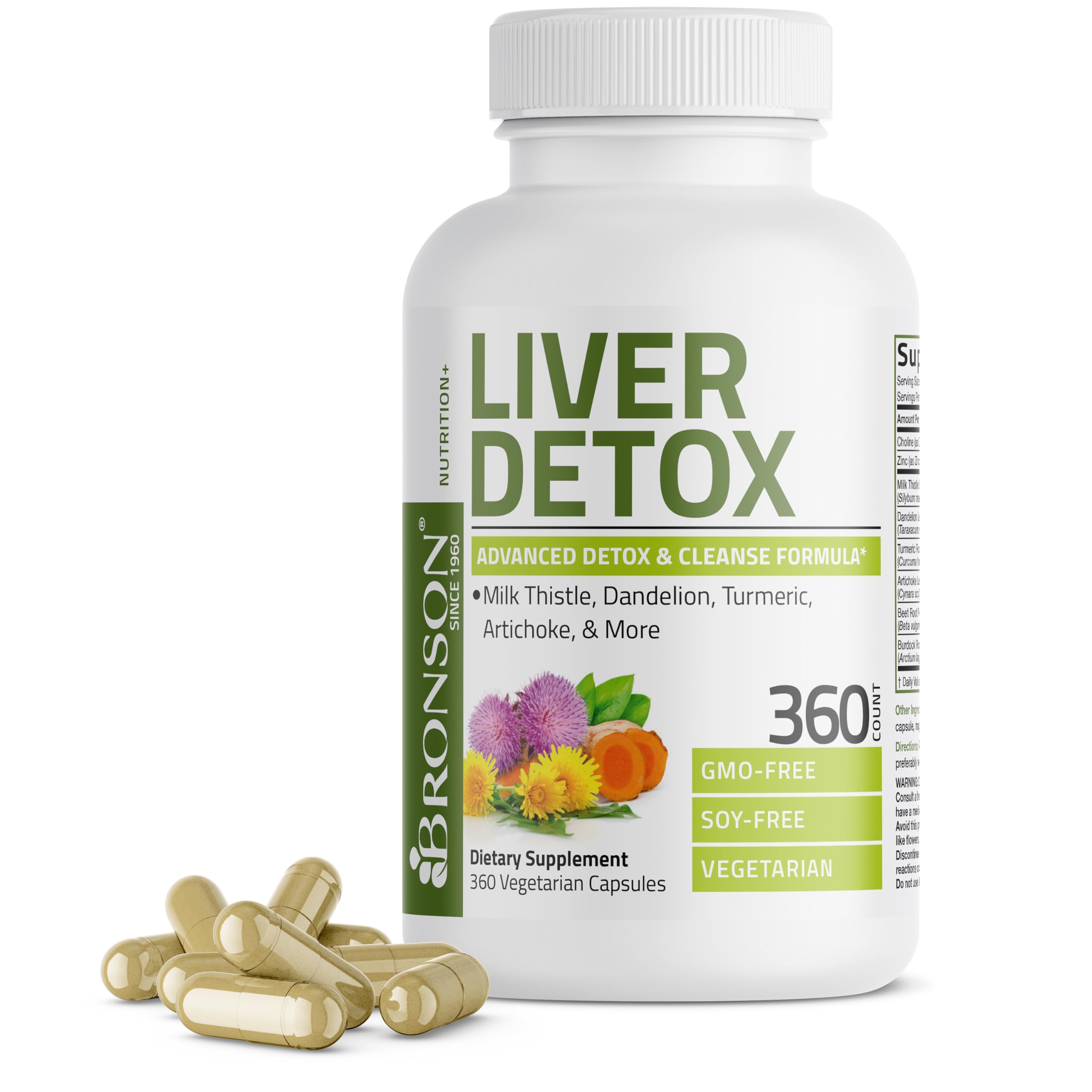 Bronson Liver Detox bottle shows premium formula for daily liver support.
